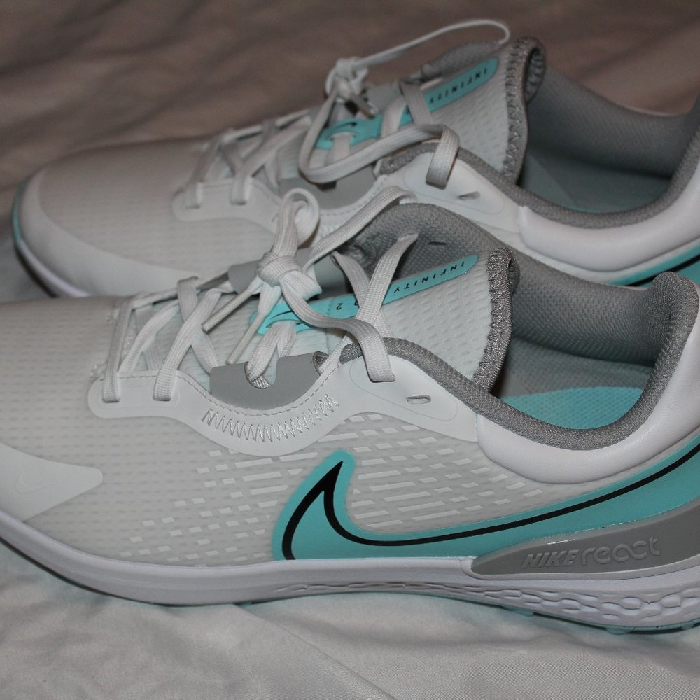 Mens Nike Infinity Pro 2 Golf Shoe White Blue Spikeless DM8449-114 10.5W